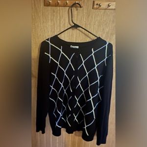 Patterned grandpa sweater dark blue